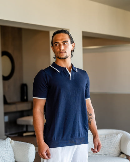 Navy Contrast Polo