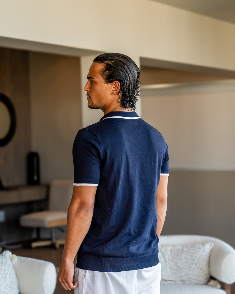 Navy Contrast Polo