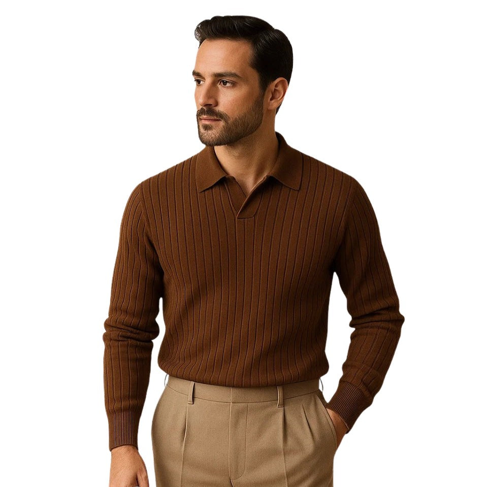 Nazionale Ribbed Long-Sleeve Polo
